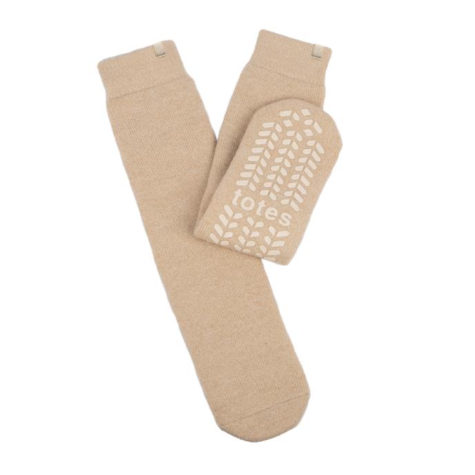 totes Ladies Thermal Brushed Original Slipper Socks Oat Extra Image 2